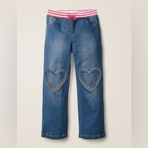 Mini Boden pull on Jeans with heart patches and pockets size 5 years
